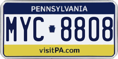 PA license plate MYC8808