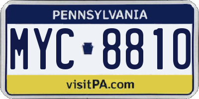 PA license plate MYC8810