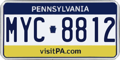 PA license plate MYC8812