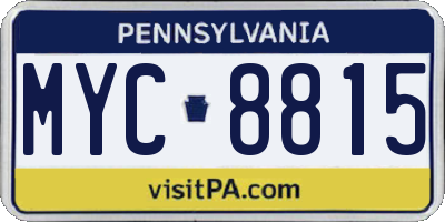 PA license plate MYC8815