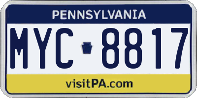 PA license plate MYC8817