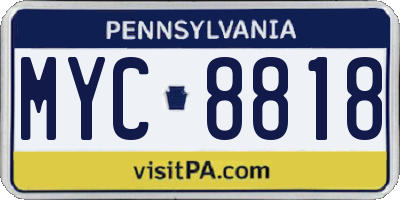 PA license plate MYC8818