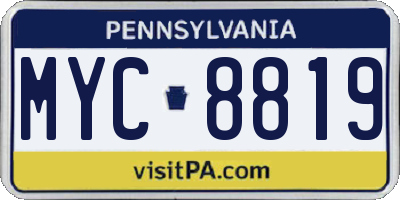 PA license plate MYC8819