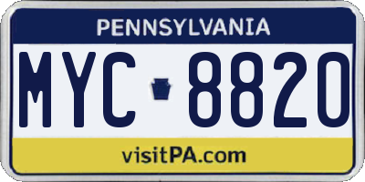 PA license plate MYC8820