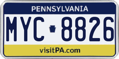 PA license plate MYC8826