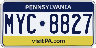 PA license plate MYC8827
