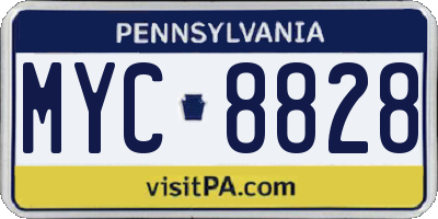 PA license plate MYC8828