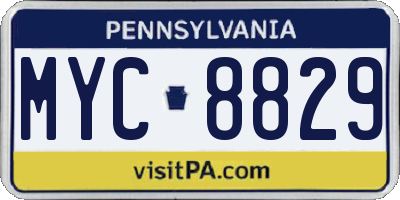 PA license plate MYC8829