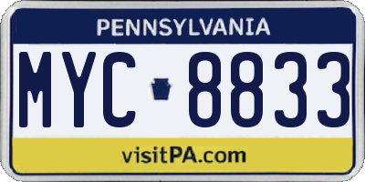PA license plate MYC8833