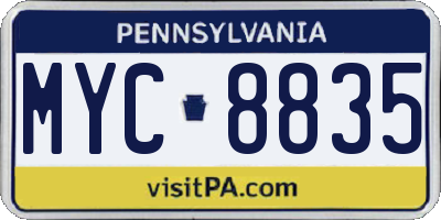 PA license plate MYC8835