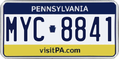 PA license plate MYC8841