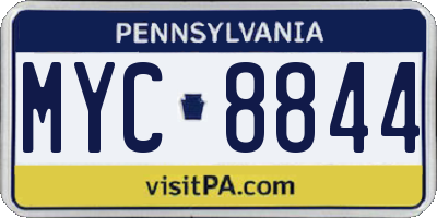 PA license plate MYC8844