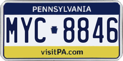 PA license plate MYC8846
