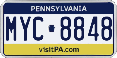 PA license plate MYC8848