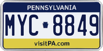 PA license plate MYC8849