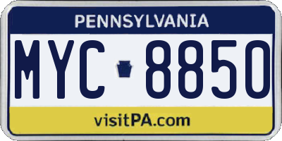 PA license plate MYC8850