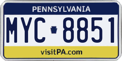 PA license plate MYC8851