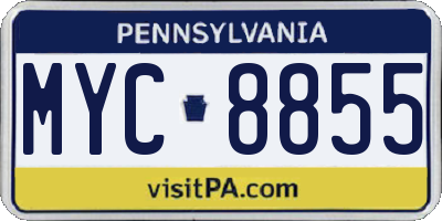 PA license plate MYC8855