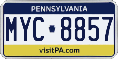 PA license plate MYC8857