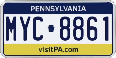 PA license plate MYC8861