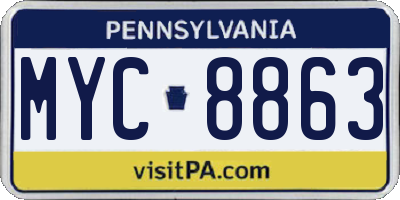 PA license plate MYC8863