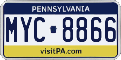 PA license plate MYC8866