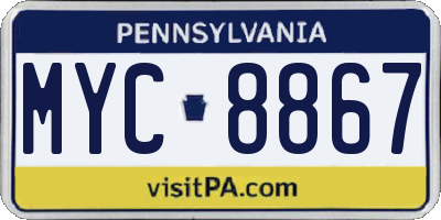 PA license plate MYC8867