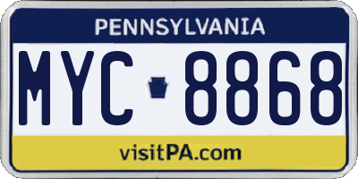 PA license plate MYC8868