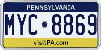 PA license plate MYC8869
