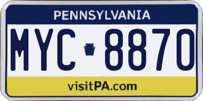 PA license plate MYC8870