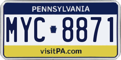 PA license plate MYC8871