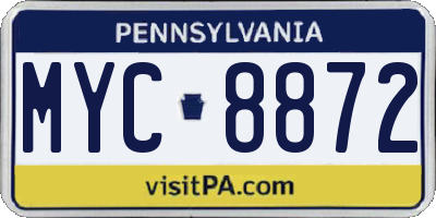 PA license plate MYC8872