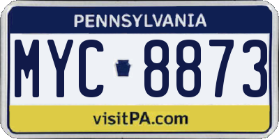 PA license plate MYC8873