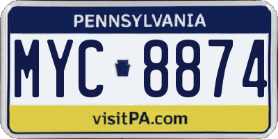 PA license plate MYC8874