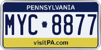 PA license plate MYC8877