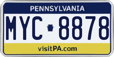 PA license plate MYC8878