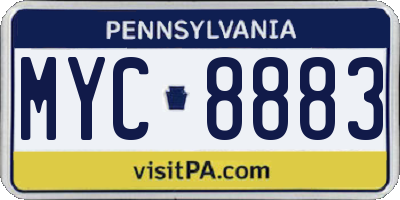 PA license plate MYC8883