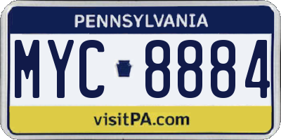 PA license plate MYC8884
