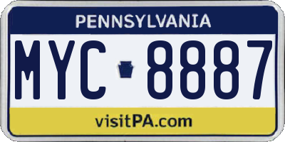 PA license plate MYC8887