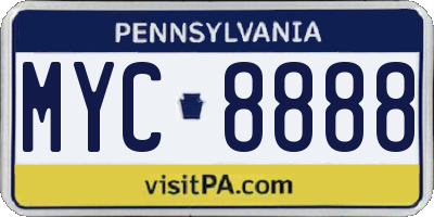 PA license plate MYC8888