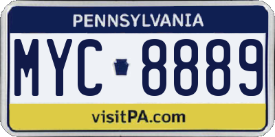 PA license plate MYC8889