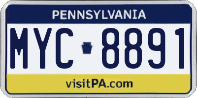 PA license plate MYC8891