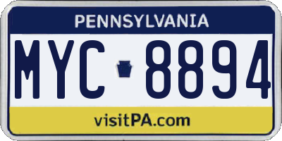 PA license plate MYC8894