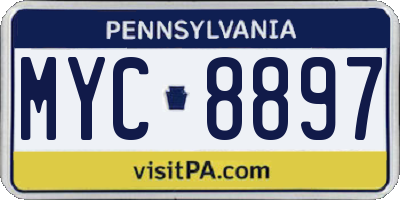 PA license plate MYC8897