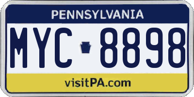 PA license plate MYC8898