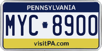 PA license plate MYC8900