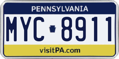 PA license plate MYC8911