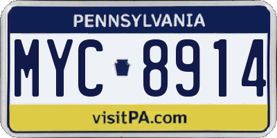 PA license plate MYC8914