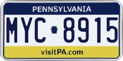 PA license plate MYC8915