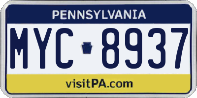 PA license plate MYC8937